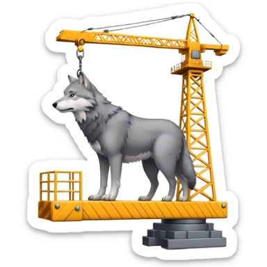  gray wolf rides on a tower crane sticker