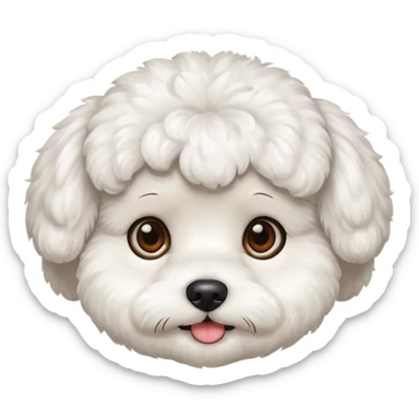 white bichon frise face with round head like popcorn hair sticker