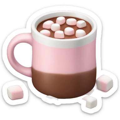 Light Pink mug of hot chocolate with marshmallows  sticker