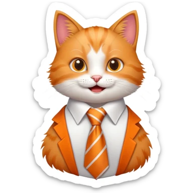 happy boy cat wearing a professional necktie, cheerful expression sticker