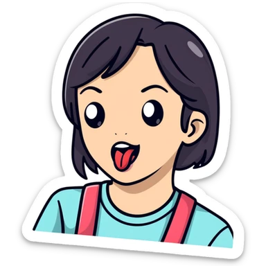 teen girl sticking out her tongue sticker