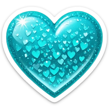 glitter heart, teal sticker