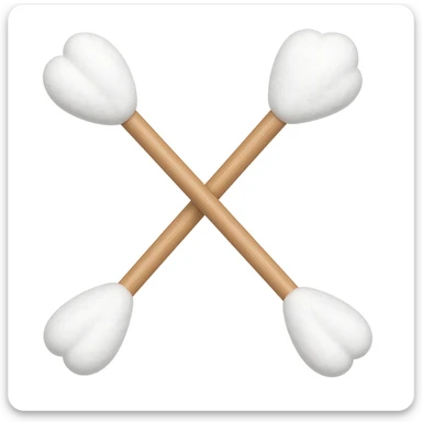 cotton swabs, apple style emojis, wooden sticks with cotton balls at both ends sticker