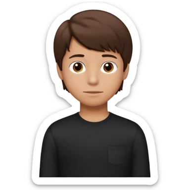 Boy with tan skin, brown hair, hair like Rodrick heffley, black long sleeve shirt, brown eyes sticker