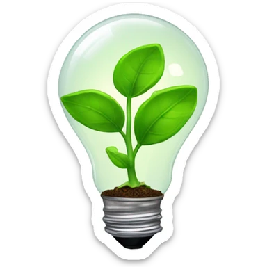 a plant sprout inside an idea lightbulb sticker
