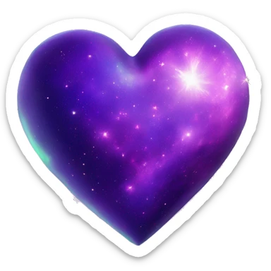 green and purple galaxy heart sticker