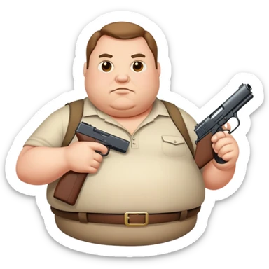 fat guy with gun sticker