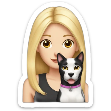 Blond girl and black and white cat and labrador sticker
