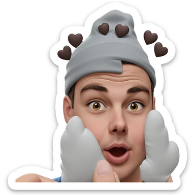 boy with hat and heart sticker