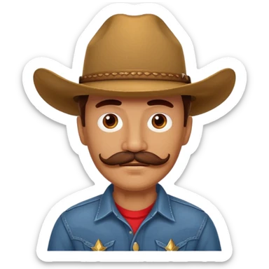 red thick mustache man with a cowboy hat sticker