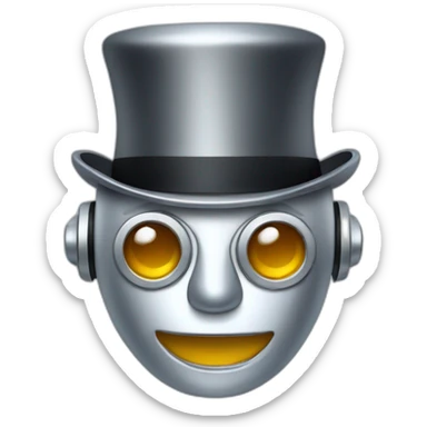 silver robot wearing a  bowler hat sticker