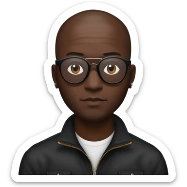 tall black man in dark shades gangster shaved head sticker