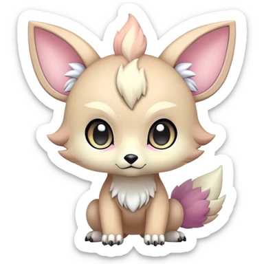 Adorable colorful chibi pastel edgy fantasy animal hybrid Fakemon full body, big Eyes sticker