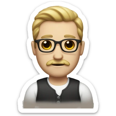 White man, dark hear, moustache and a light beard sticker