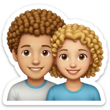 Light skin curly head couple boy and girl sticker