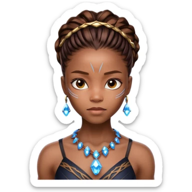 Shuri from wakanda wearing glowing crystal necklace  sticker