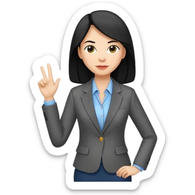 Women, professionals, teachers, black long hair, full body sticker