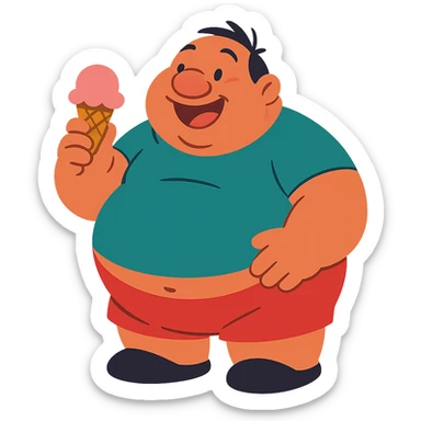 fat man with ice cream, inspired by Lilo and Stitch sticker