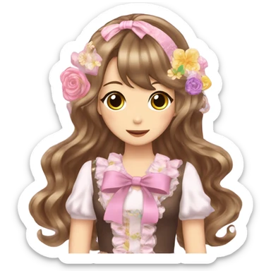 hime gyaru with brown hair sticker