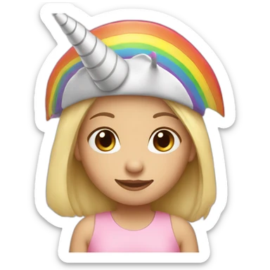 Girl-with-raibow-unicorn-hat sticker