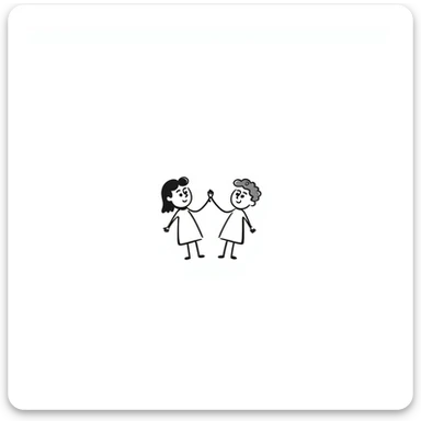three stick figures holding hands, doodle style sticker