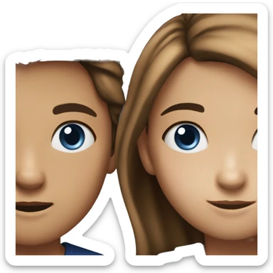 Distance between girl and boy. They both have fake brown hair but boy has hazel eyes and girl dark blue eyes  sticker