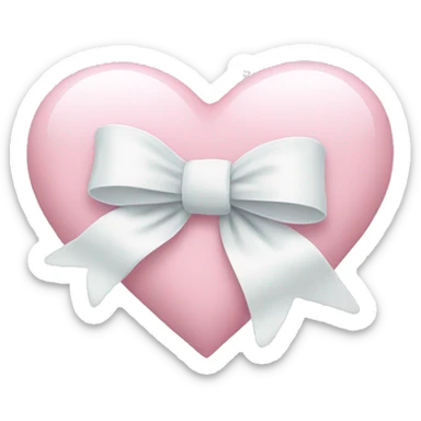 Pastel pink heart with white bow sticker