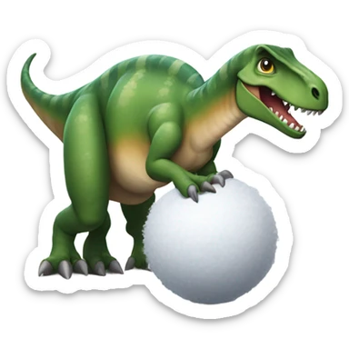 Dinosaur with snowball sticker