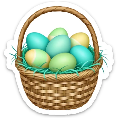 Easter basket with light green and turquoise eggs sticker