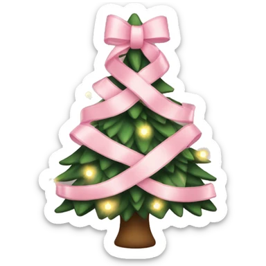 Christmas tree with light pink bows and lights sticker