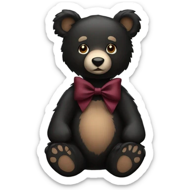 black bear with burgundy hair bow sticker