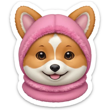 Corgie in Pink balaklava sticker