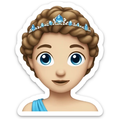 Girl with brown hair and blue eyes tiara emoji sticker