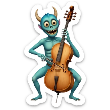 a monster of some kind with some sort of instrument as a part of its body sticker