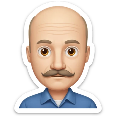 White man mustache balding sticker