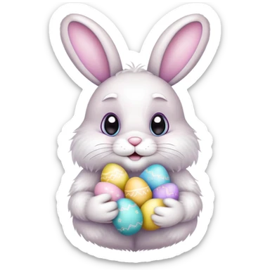 Easter bunny with colorful eggs sticker