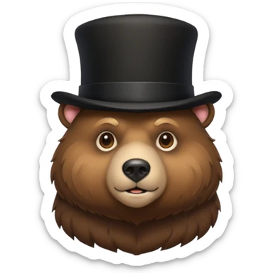 Bear with a full black tophat sticker