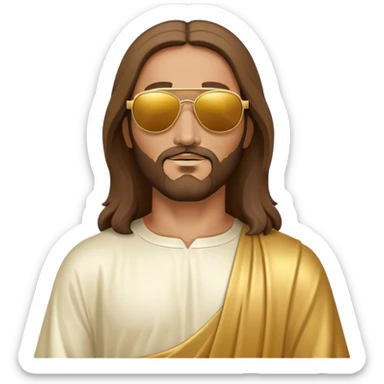 Rejoicing golden jesus figure sunglases sticker