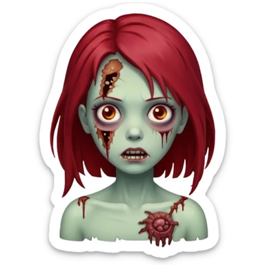 A zombie girl with dark red mid length  hair sticker