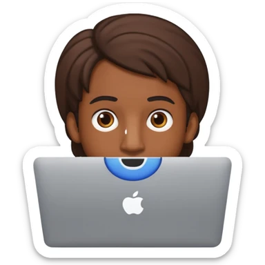 Brown guy behind macbook pro sticker
