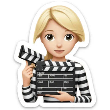Blonde girl with film clapboard sticker