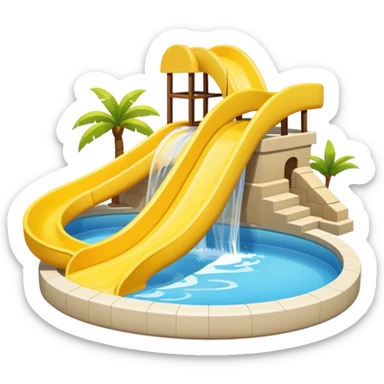 pool with yellow waterslide sticker