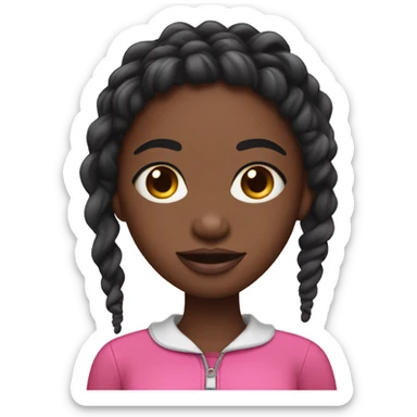 black girl with mini twists with a pink outfit sticking her tongue out  sticker