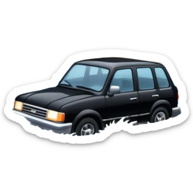 showing a flood disaster scene with strong water waves overflowing streets, partially submerged houses and cars, dark cloudy sky sticker