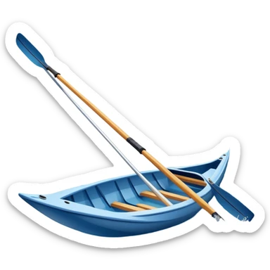 An icon showing a close-up of crossed oars, a sleek racing shell, and rippling water, symbolizing rowing. The design includes droplets in motion and a streamlined boat tip cutting through waves. Transparent background emphasizes strength, precision, and the spirit of competitive rowing sticker