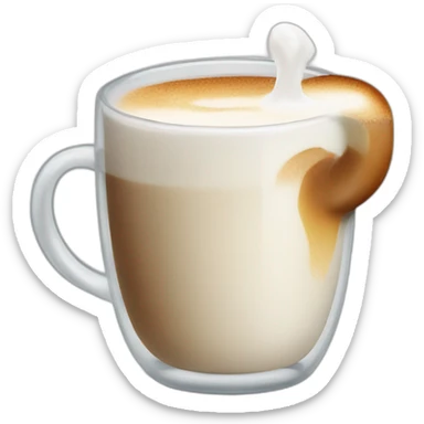 coffee with half steamed milk in glass mug sticker