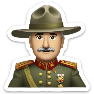 General Francisco Franco saludando, con el valle de los caidos de fondo y sin ningun tipo de sombrero sticker