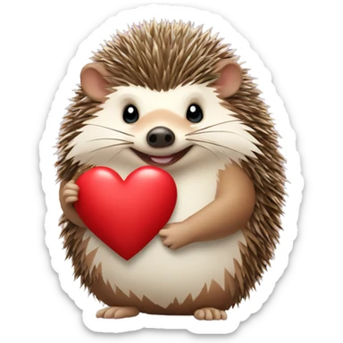 Hedgehog with a bow and holding a heart sticker