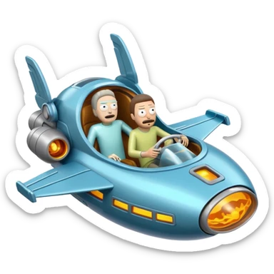 Hot wheel Rick and Morty flying in spaceship to citadel  sticker