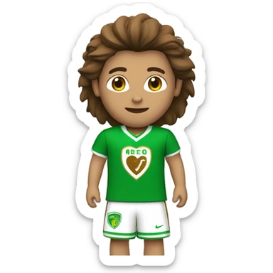 futbolista con pelo marron con camiseta verde y de escudo un corazon verde y blanco sticker